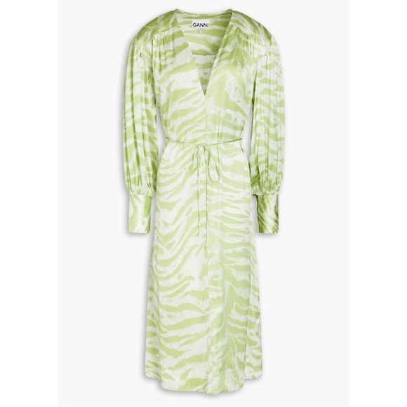 GANNI Zebra-print silk-blend midi dress - Picture 10 of 12